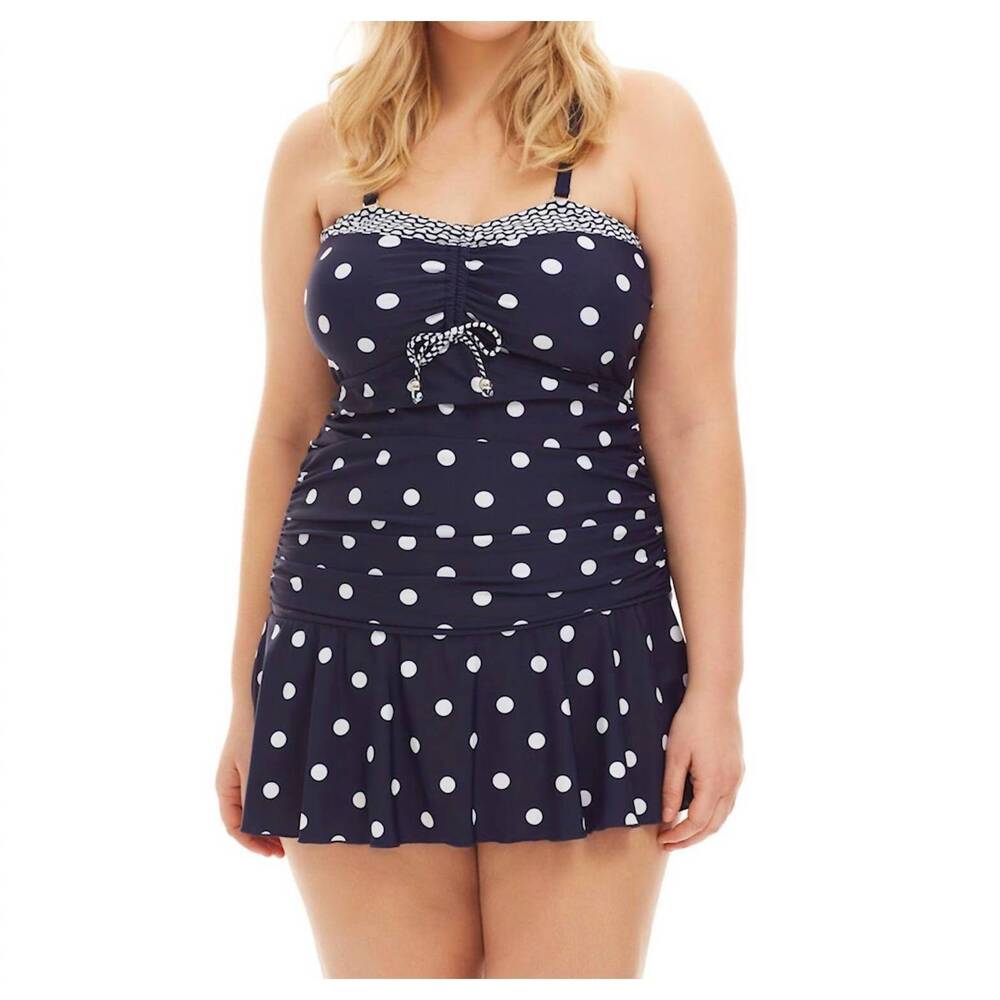 NEW ALWAYS FOR ME plus size daphne swim dress in afm navy